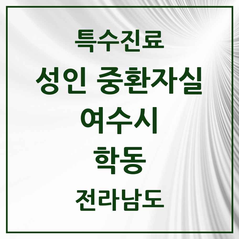 2025 전라남도 여수시 학동 성인 중환자실 의원·병원 목록 1곳