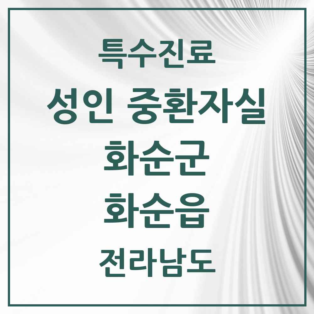 2025 전라남도 화순군 화순읍 성인 중환자실 의원·병원 목록 4곳