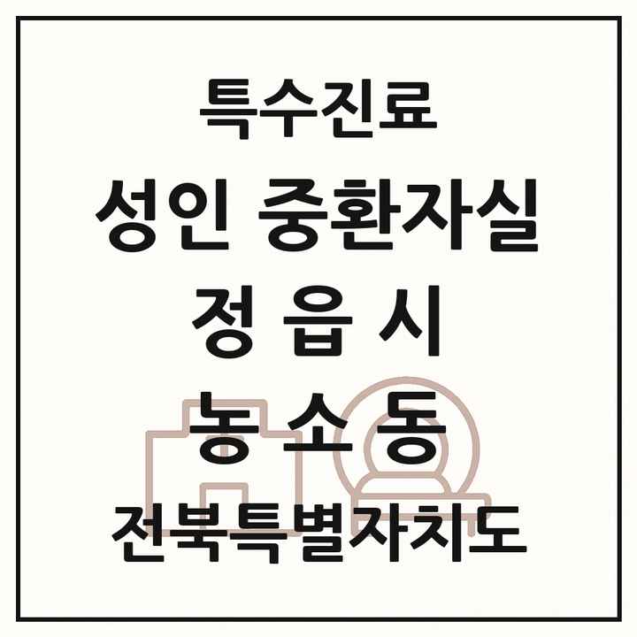 2026 전북특별자치도 정읍시 농소동 성인 중환자실 의원·병원 목록 1곳