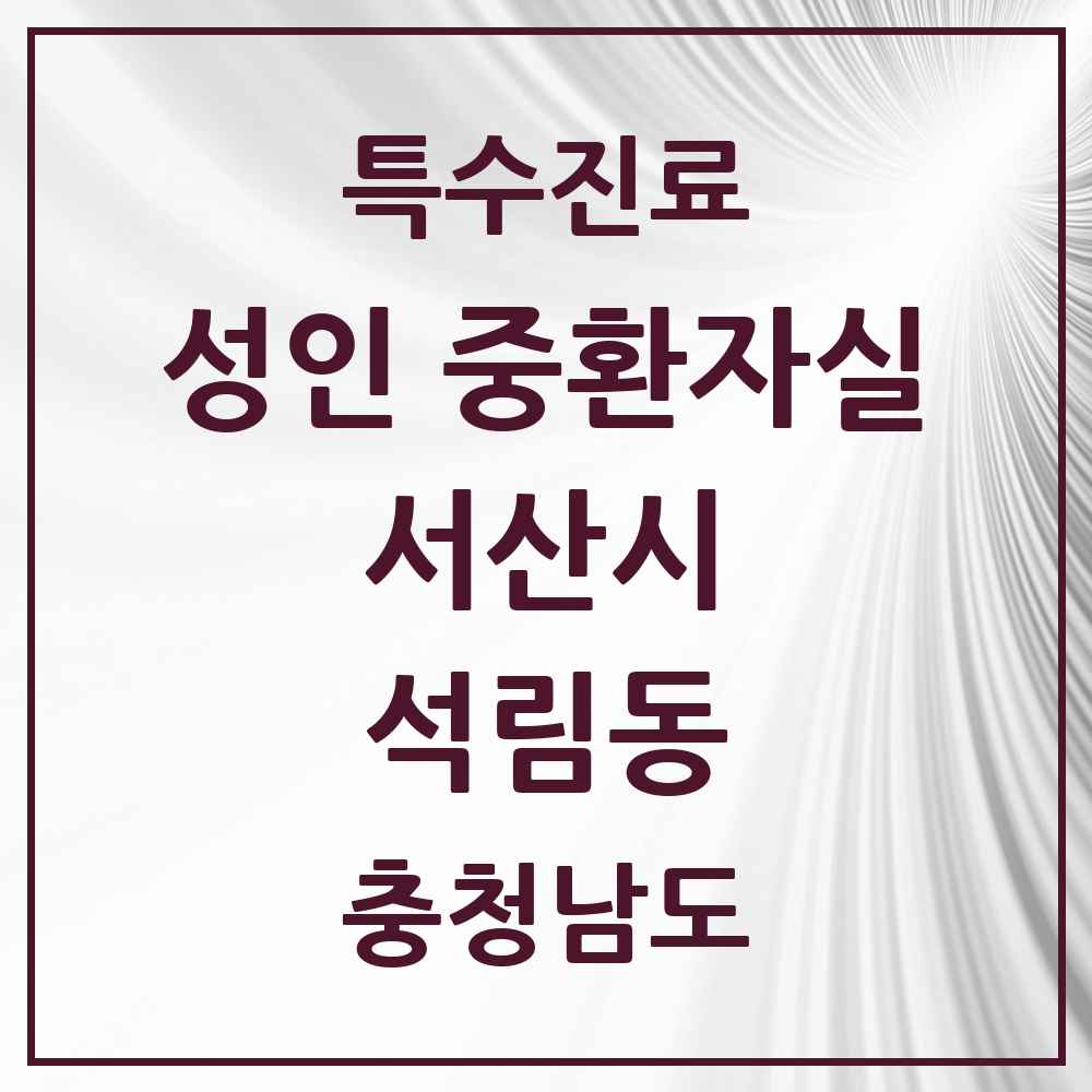 2025 충청남도 서산시 석림동 성인 중환자실 의원·병원 목록 1곳