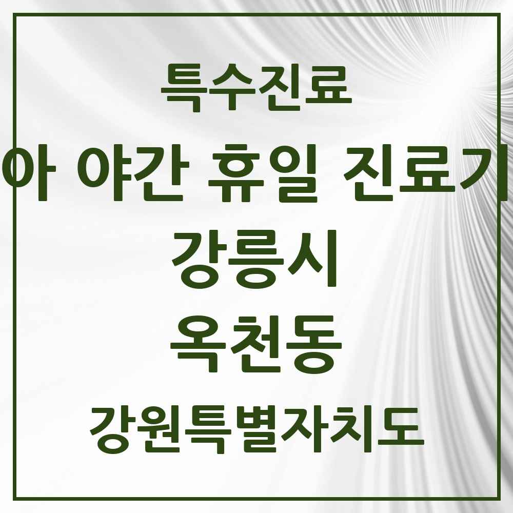 2025 강원특별자치도 강릉시 옥천동 소아 야간 휴일 진료기관 의원·병원 목록 2곳
