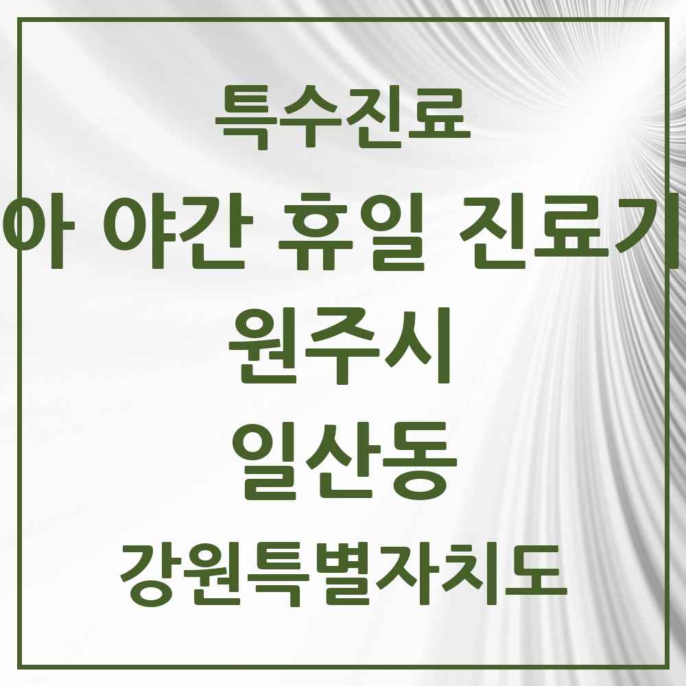 2025 강원특별자치도 원주시 일산동 소아 야간 휴일 진료기관 의원·병원 목록 2곳