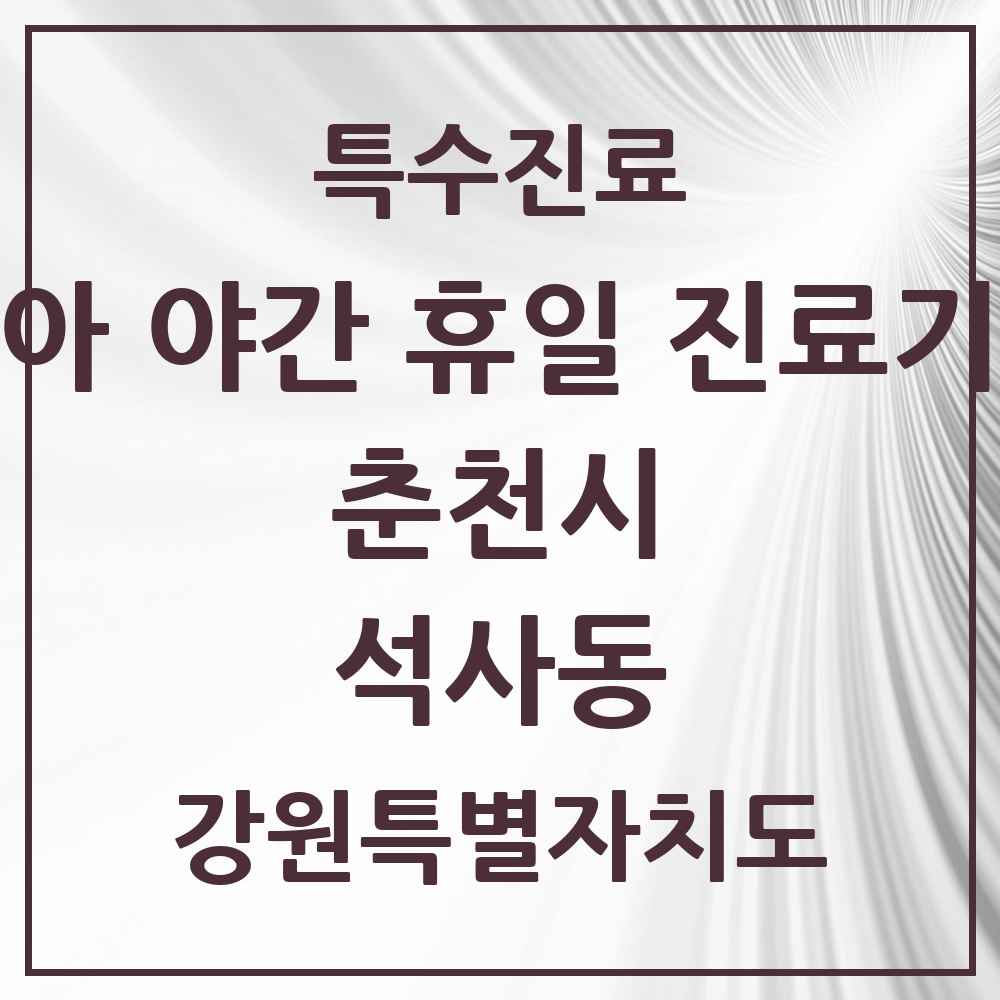 2025 강원특별자치도 춘천시 석사동 소아 야간 휴일 진료기관 의원·병원 목록 2곳