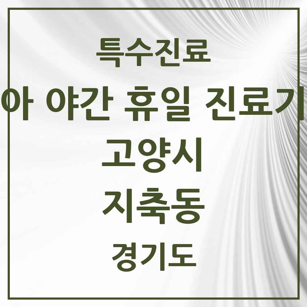 2025 경기도 고양시 지축동 소아 야간 휴일 진료기관 의원·병원 목록 4곳