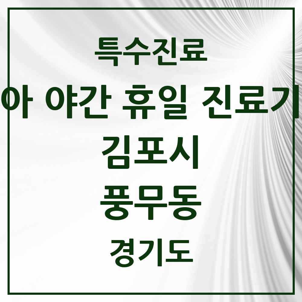 2025 경기도 김포시 풍무동 소아 야간 휴일 진료기관 의원·병원 목록 4곳