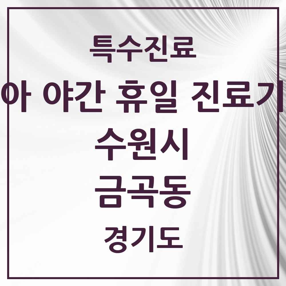 2025 경기도 수원시 금곡동 소아 야간 휴일 진료기관 의원·병원 목록 2곳