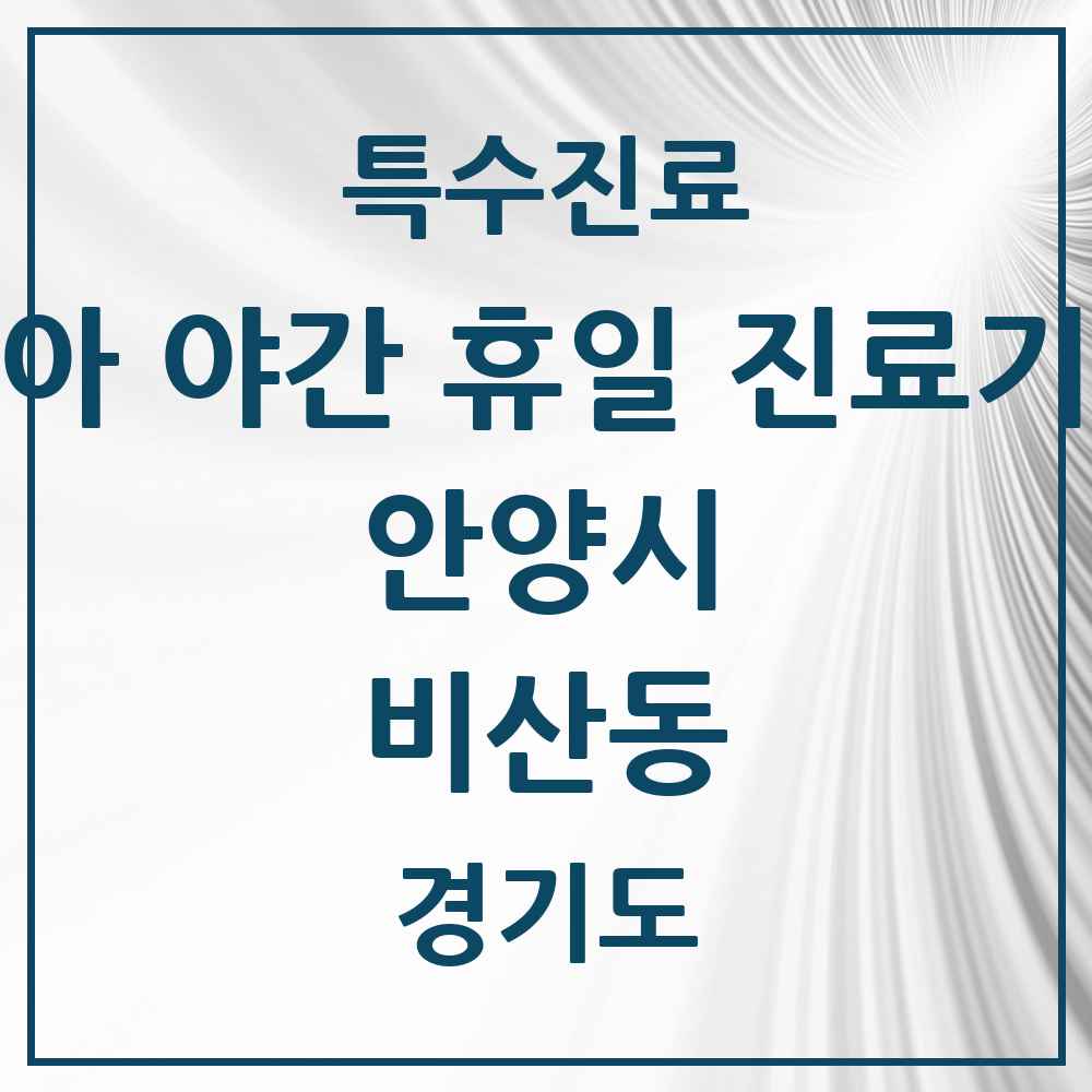 2025 경기도 안양시 비산동 소아 야간 휴일 진료기관 의원·병원 목록 2곳