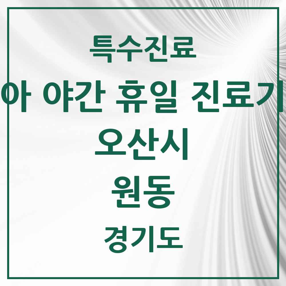 2025 경기도 오산시 원동 소아 야간 휴일 진료기관 의원·병원 목록 2곳