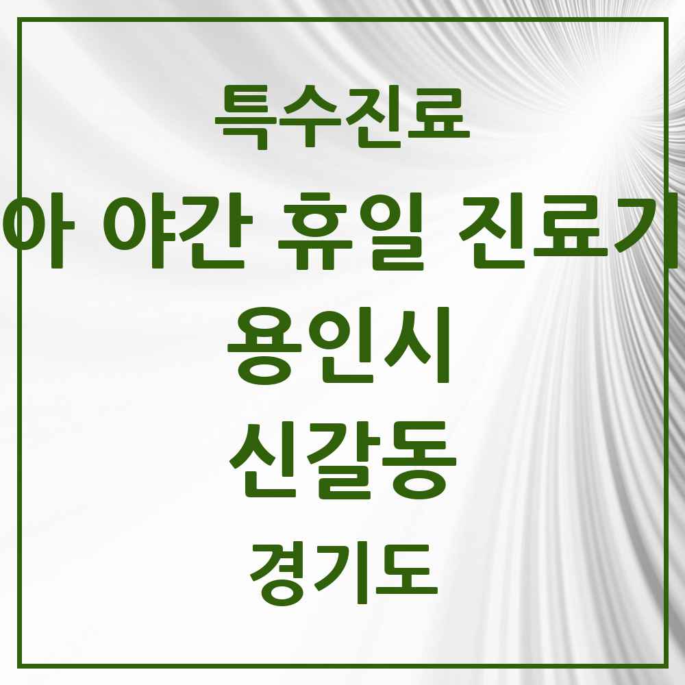 2025 경기도 용인시 신갈동 소아 야간 휴일 진료기관 의원·병원 목록 5곳
