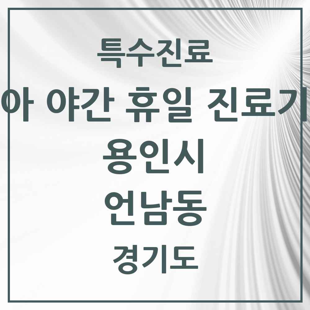 2025 경기도 용인시 언남동 소아 야간 휴일 진료기관 의원·병원 목록 1곳
