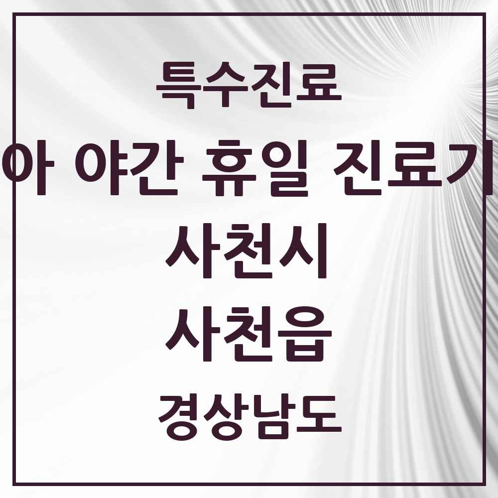 2025 경상남도 사천시 사천읍 소아 야간 휴일 진료기관 의원·병원 목록 2곳
