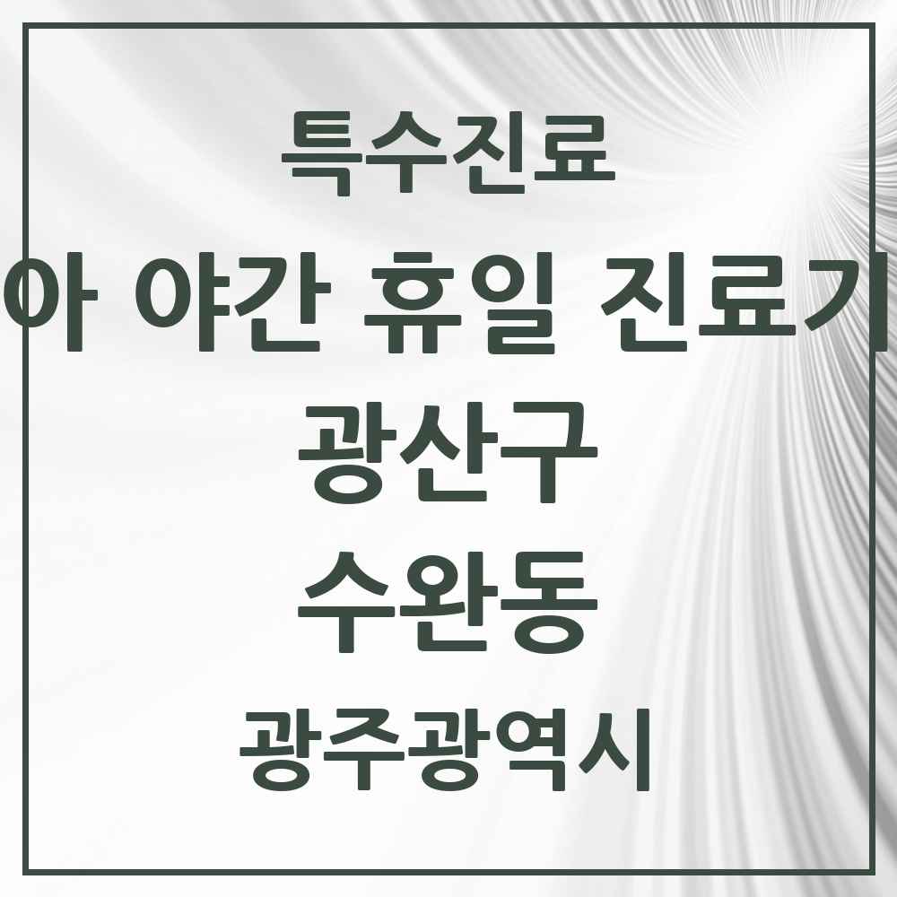 2025 광주광역시 광산구 수완동 소아 야간 휴일 진료기관 의원·병원 목록 2곳