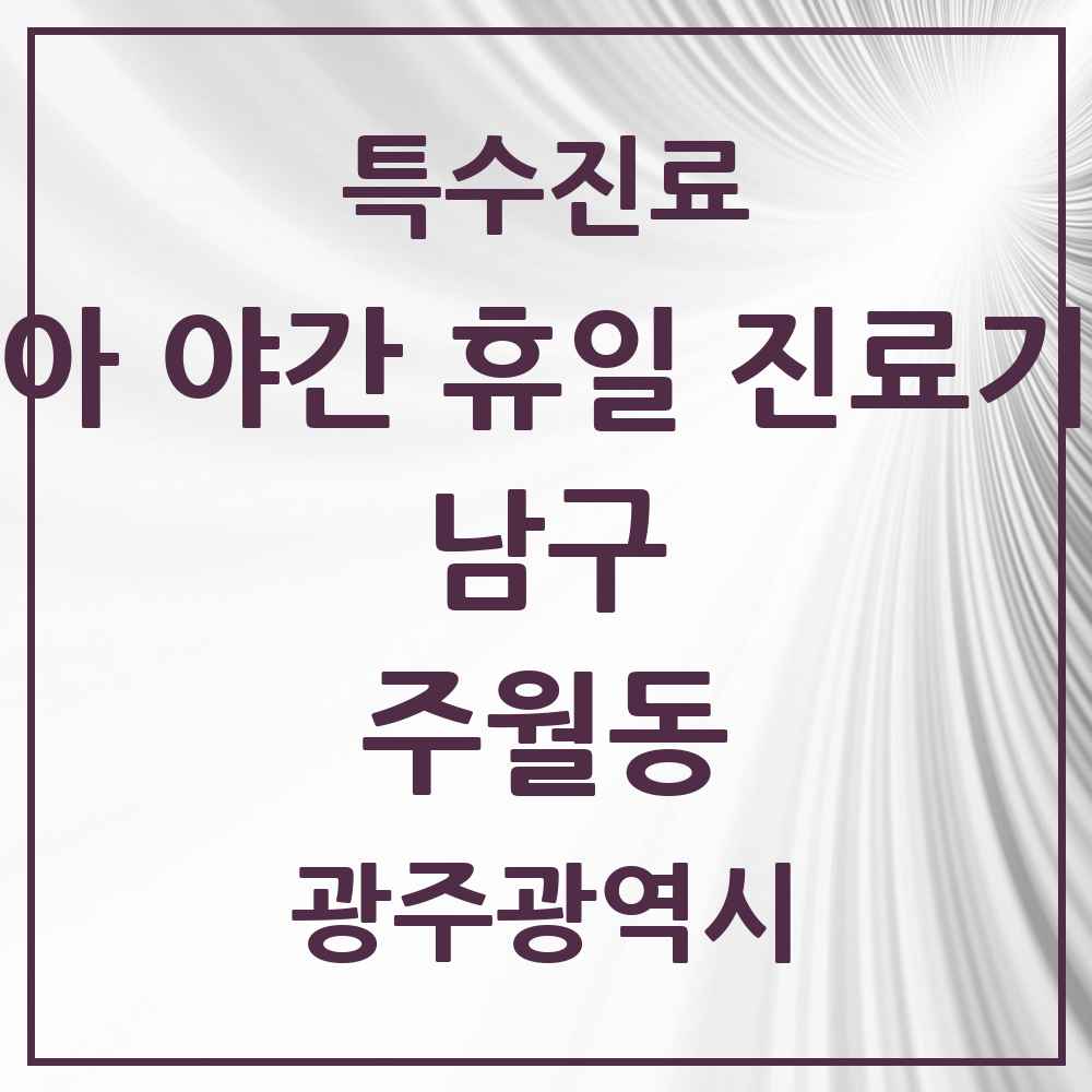 2025 광주광역시 남구 주월동 소아 야간 휴일 진료기관 의원·병원 목록 1곳