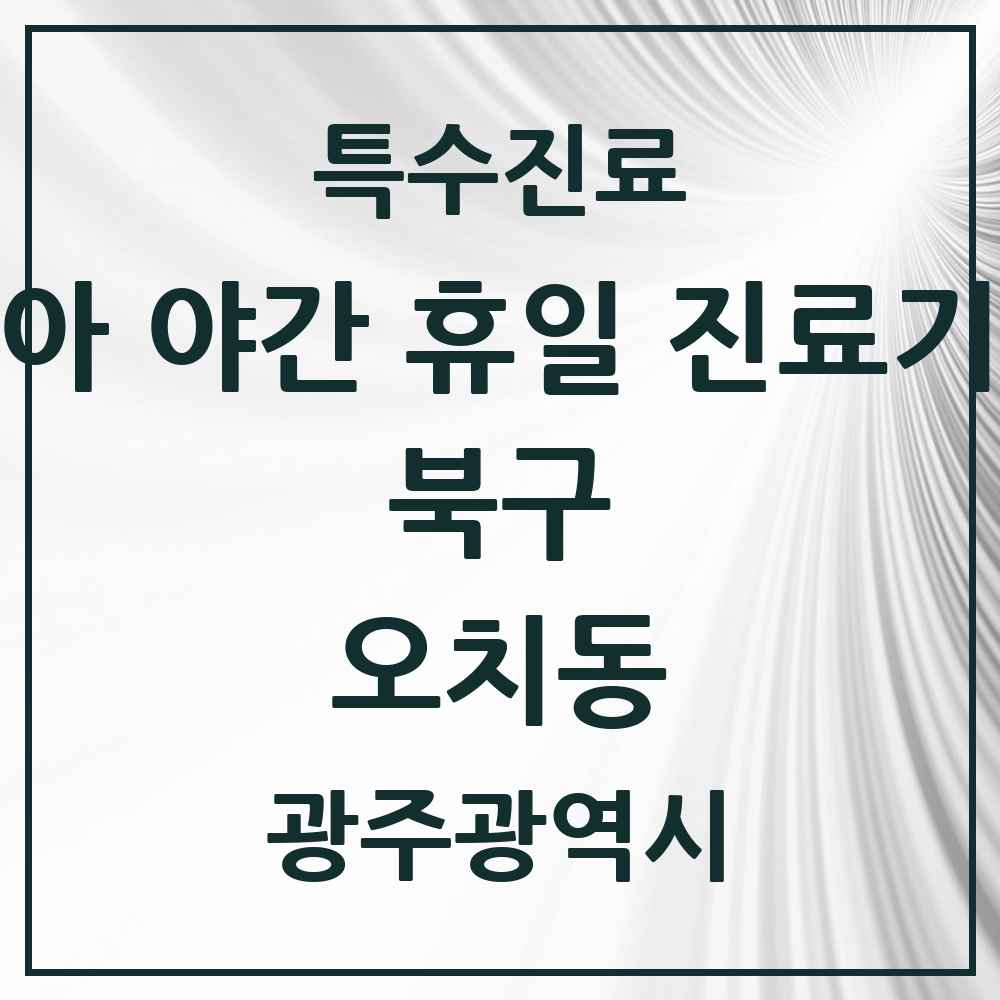 2025 광주광역시 북구 오치동 소아 야간 휴일 진료기관 의원·병원 목록 2곳