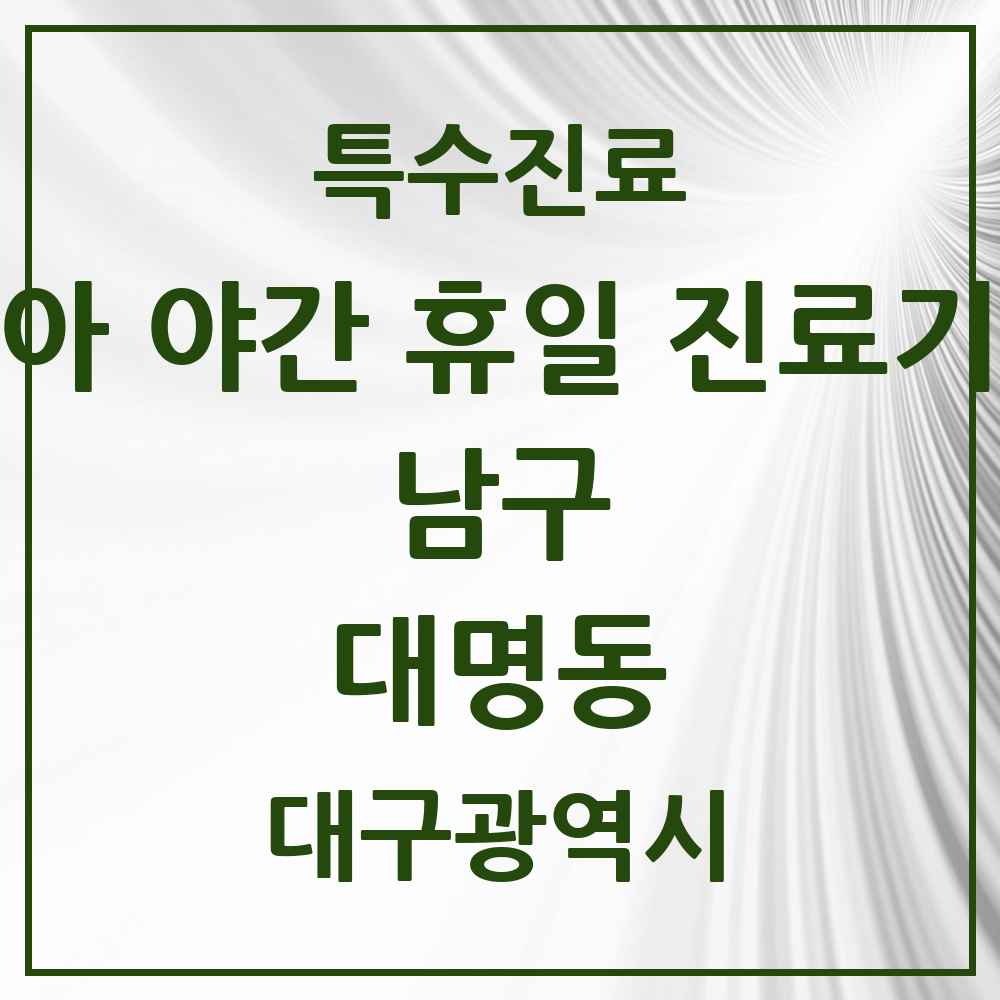 2025 대구광역시 남구 대명동 소아 야간 휴일 진료기관 의원·병원 목록 2곳