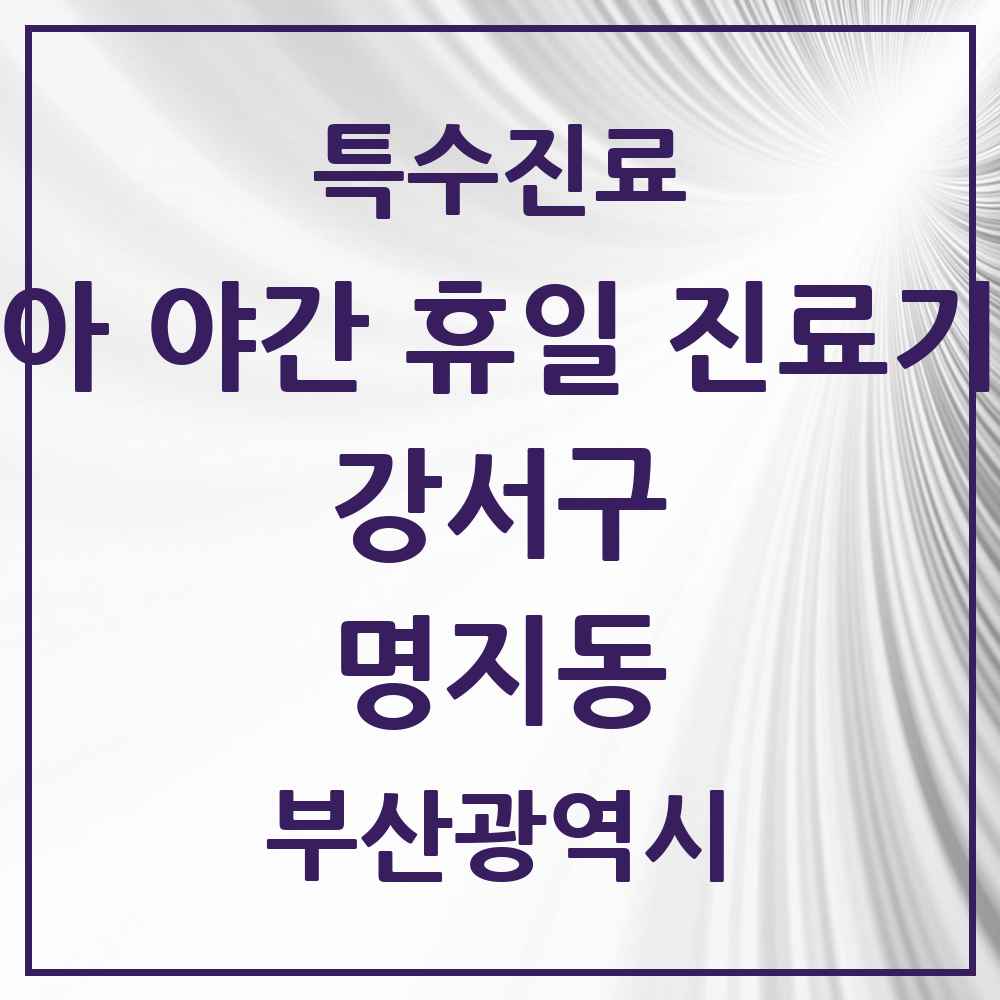 2025 부산광역시 강서구 명지동 소아 야간 휴일 진료기관 의원·병원 목록 2곳