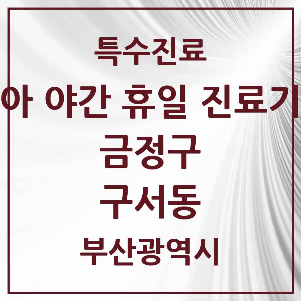 2025 부산광역시 금정구 구서동 소아 야간 휴일 진료기관 의원·병원 목록 2곳
