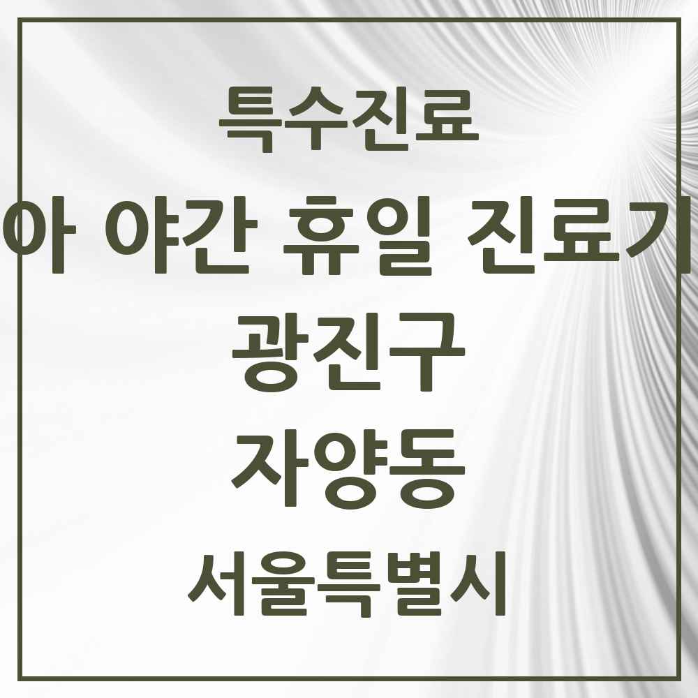 2025 서울특별시 광진구 자양동 소아 야간 휴일 진료기관 의원·병원 목록 2곳