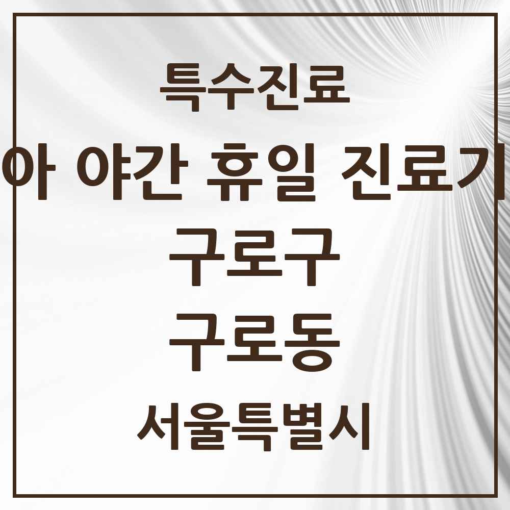 2025 서울특별시 구로구 구로동 소아 야간 휴일 진료기관 의원·병원 목록 2곳