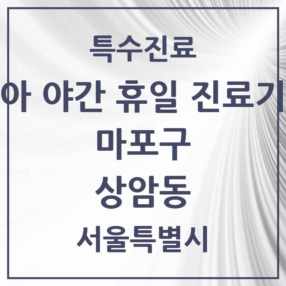 2025 서울특별시 마포구 상암동 소아 야간 휴일 진료기관 의원·병원 목록 2곳