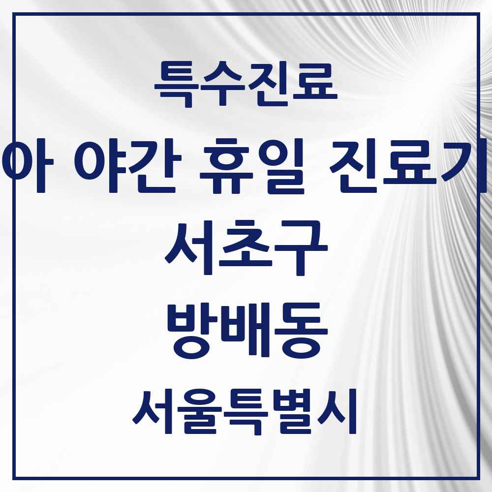 2025 서울특별시 서초구 방배동 소아 야간 휴일 진료기관 의원·병원 목록 2곳
