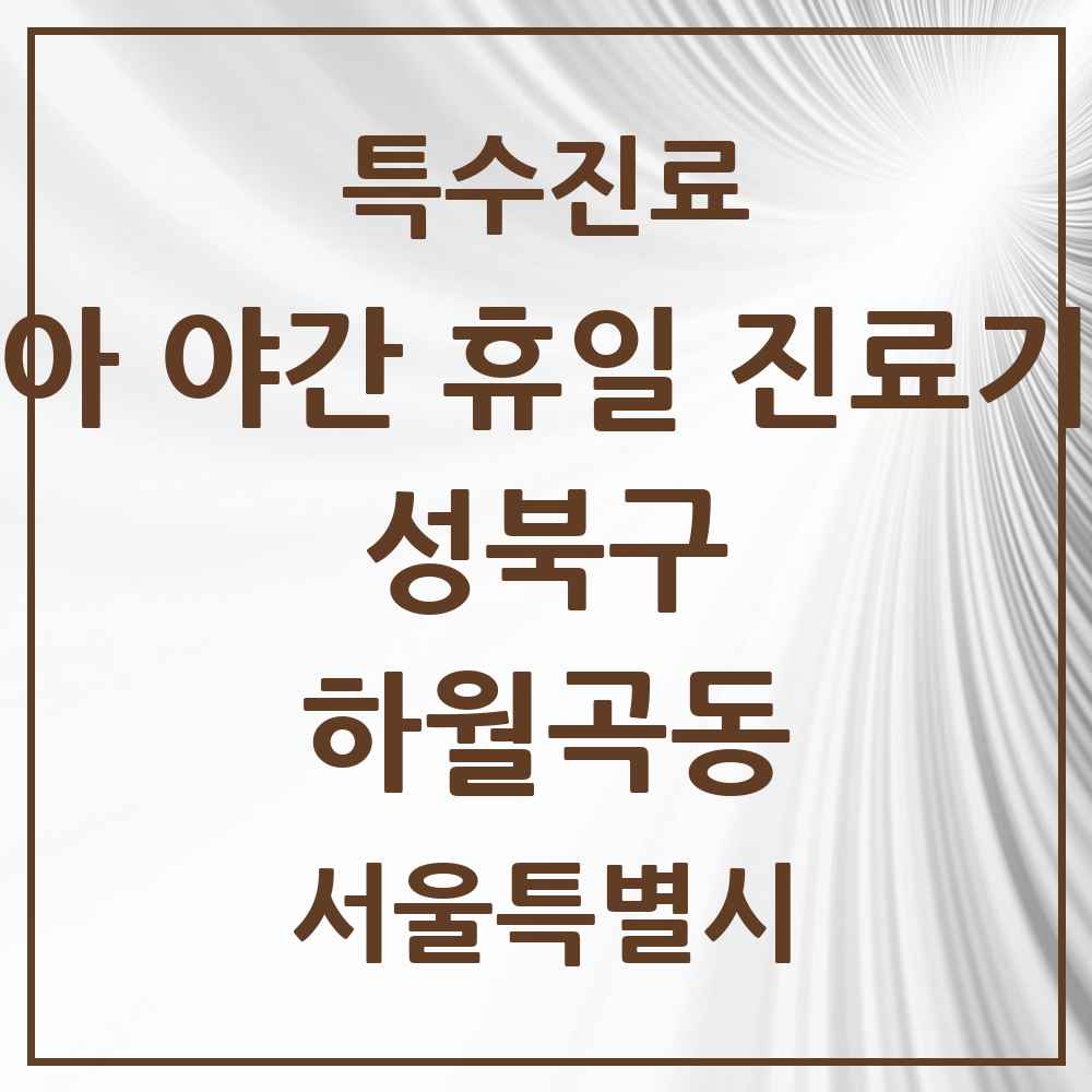 2025 서울특별시 성북구 하월곡동 소아 야간 휴일 진료기관 의원·병원 목록 3곳