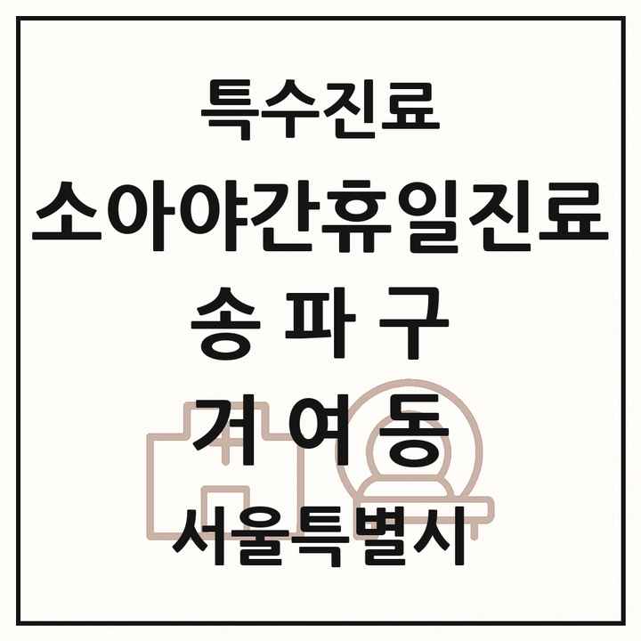 2026 서울특별시 송파구 거여동 소아 야간 휴일 진료기관 의원·병원 목록 2곳