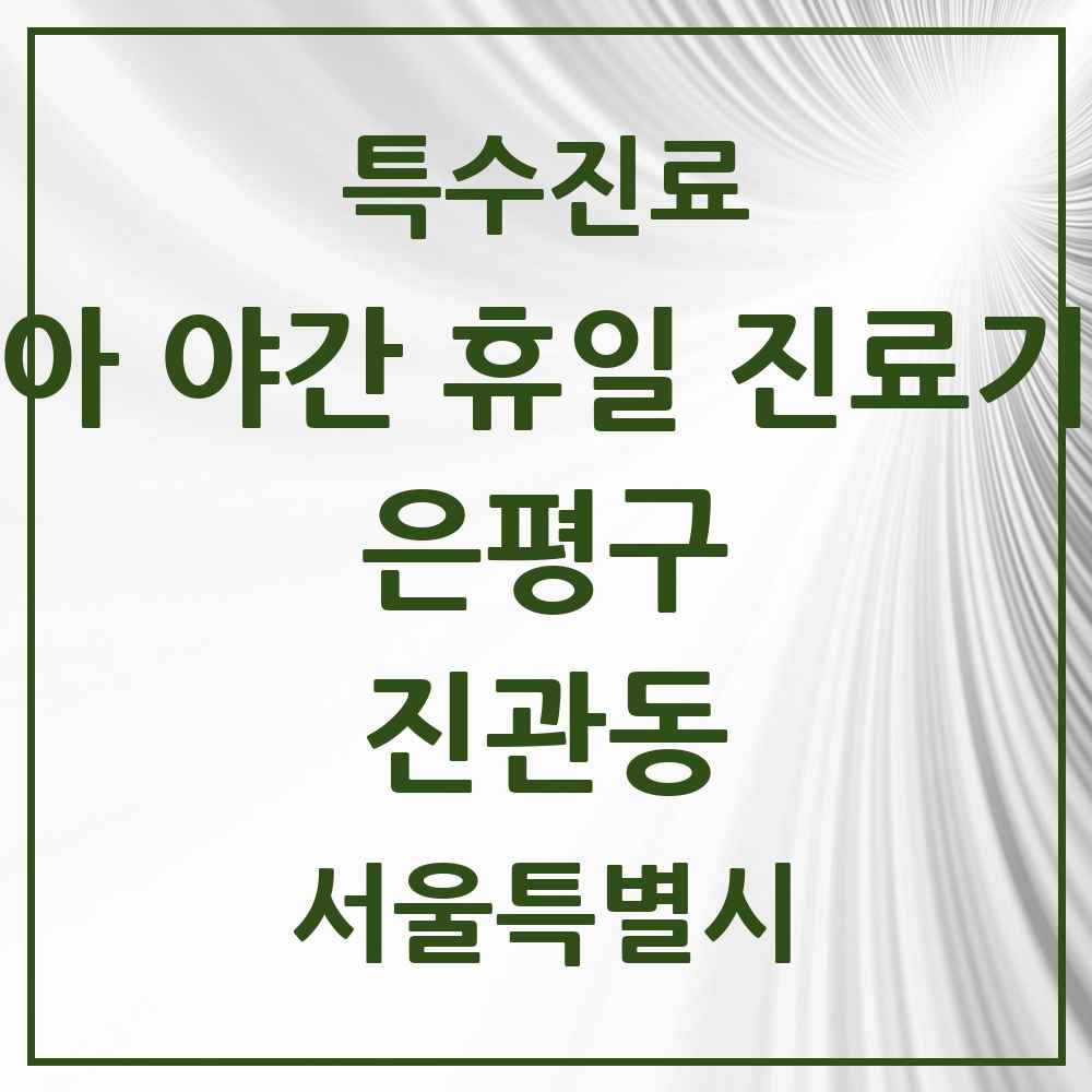 2025 서울특별시 은평구 진관동 소아 야간 휴일 진료기관 의원·병원 목록 2곳