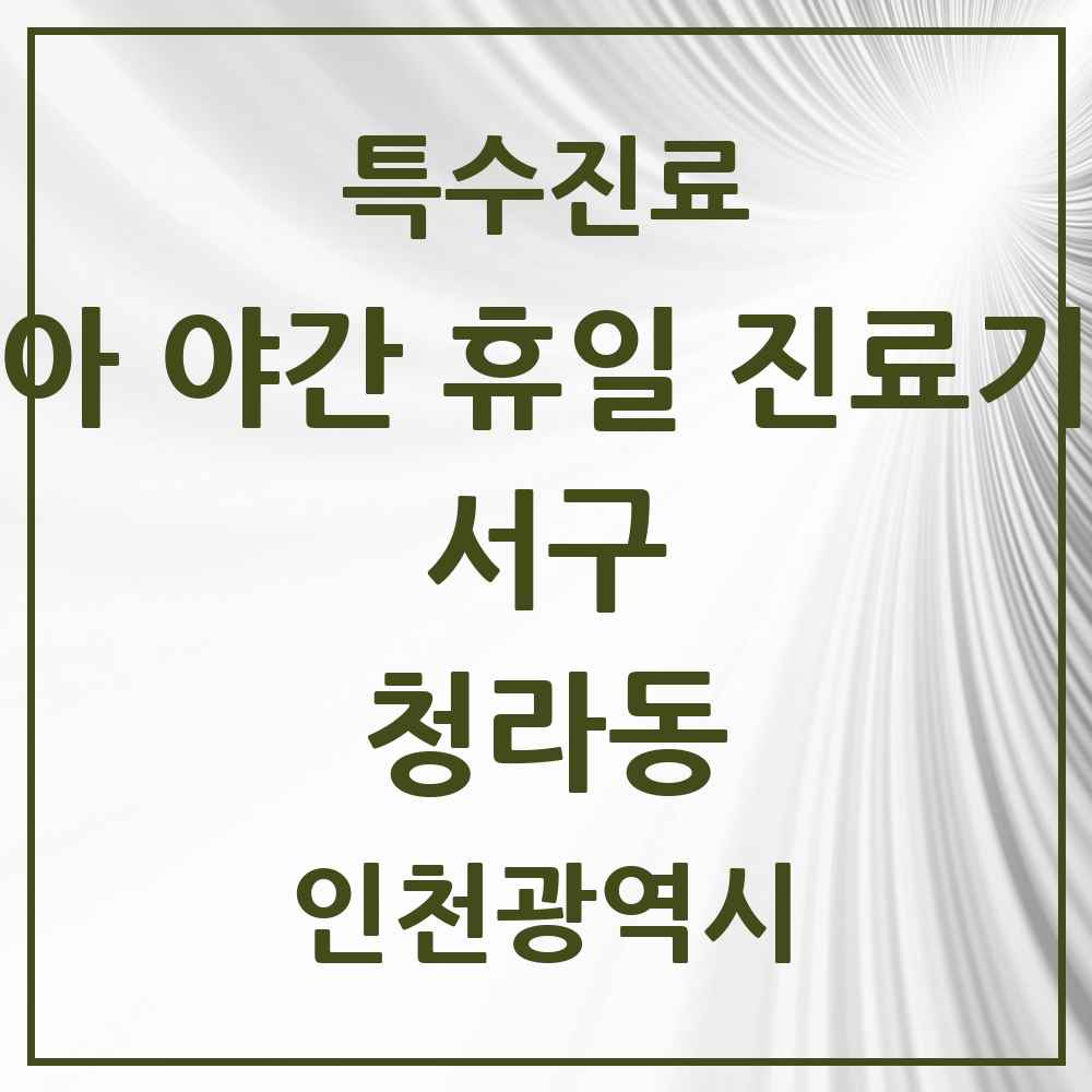 2025 인천광역시 서구 청라동 소아 야간 휴일 진료기관 의원·병원 목록 4곳