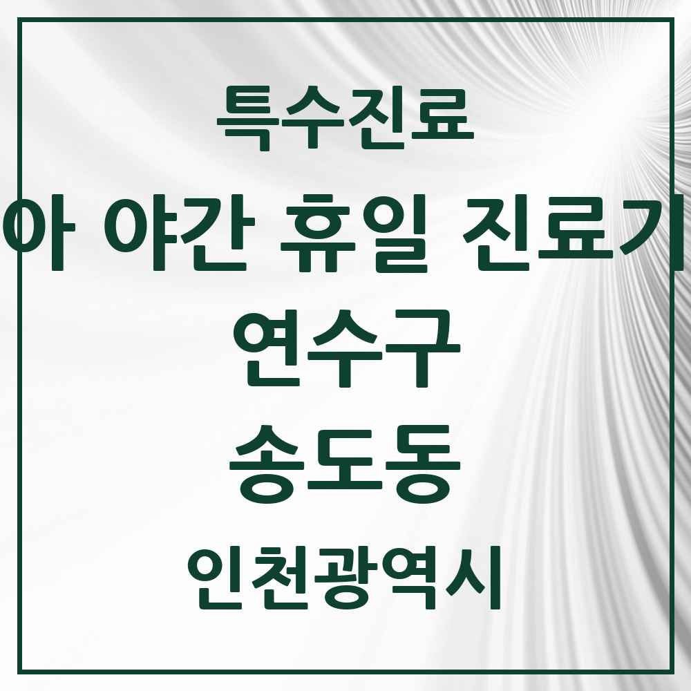 2025 인천광역시 연수구 송도동 소아 야간 휴일 진료기관 의원·병원 목록 4곳