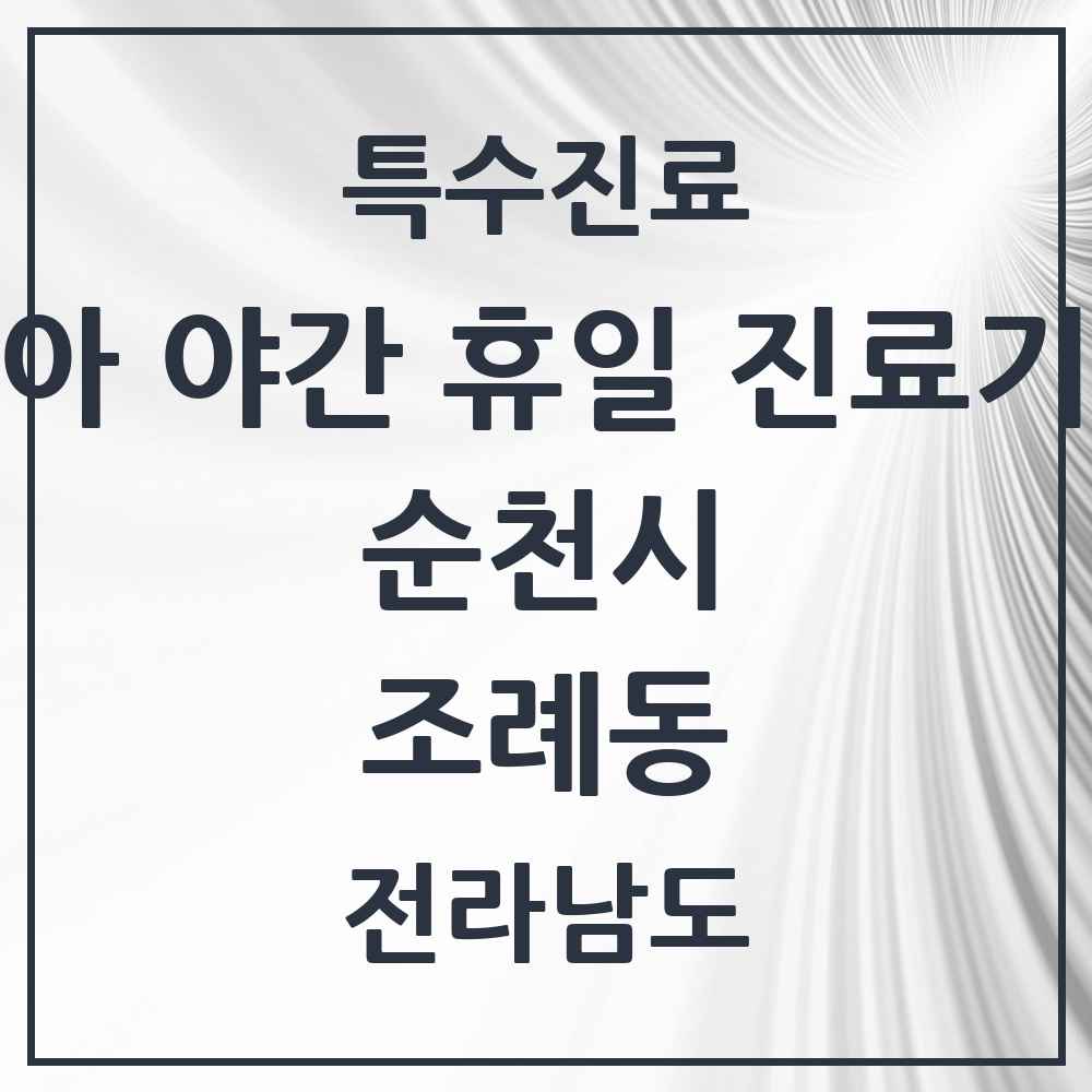 2025 전라남도 순천시 조례동 소아 야간 휴일 진료기관 의원·병원 목록 8곳
