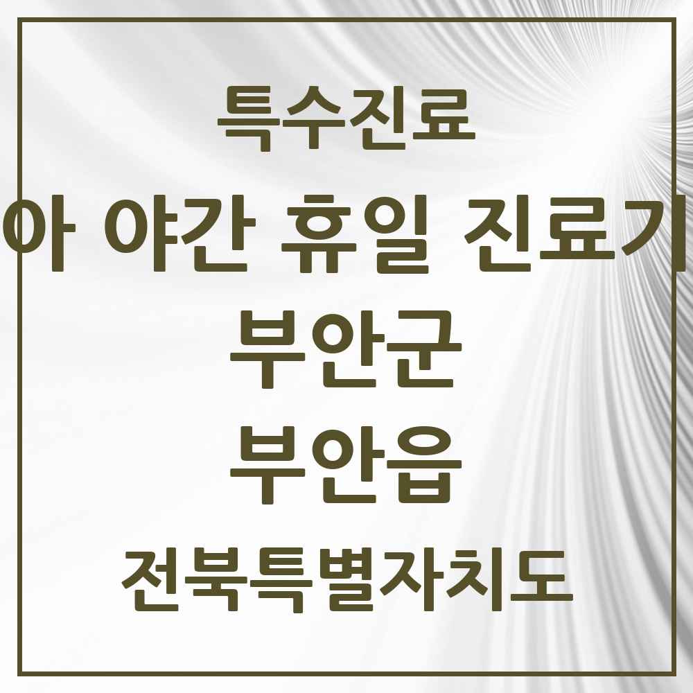 2025 전북특별자치도 부안군 부안읍 소아 야간 휴일 진료기관 의원·병원 목록 2곳