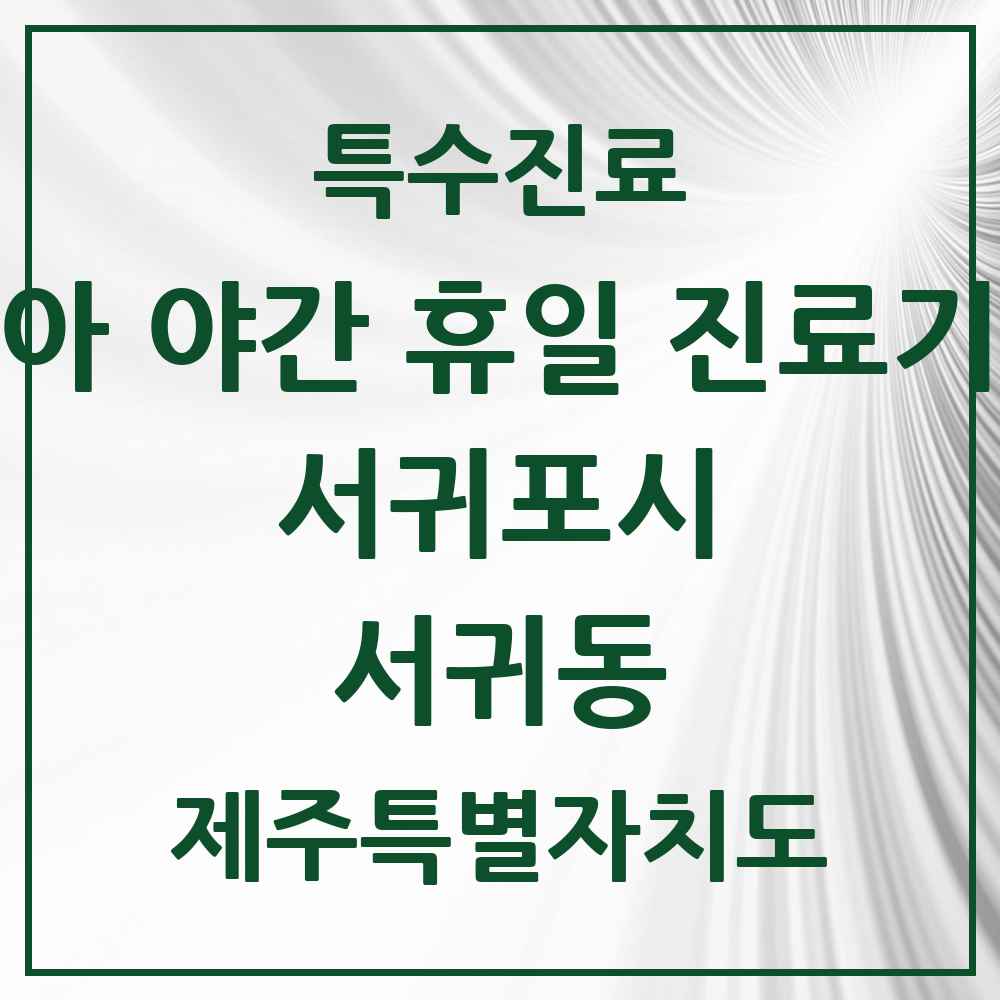 2025 제주특별자치도 서귀포시 서귀동 소아 야간 휴일 진료기관 의원·병원 목록 3곳