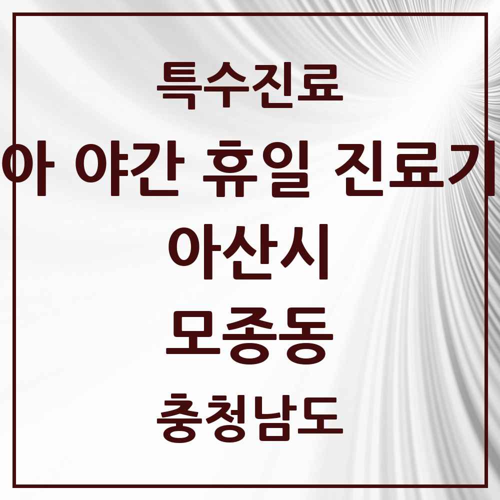 2025 충청남도 아산시 모종동 소아 야간 휴일 진료기관 의원·병원 목록 3곳