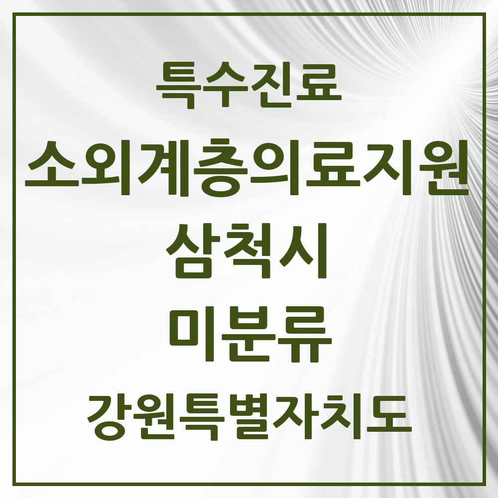 2025 강원특별자치도 삼척시 미분류 소외계층 의료서비스지원 사업기관 의원·병원 목록 1곳
