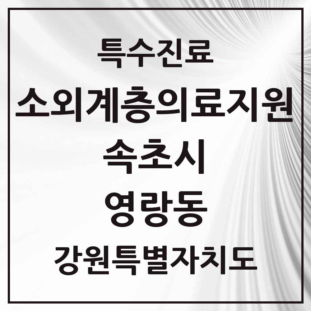 2025 강원특별자치도 속초시 영랑동 소외계층 의료서비스지원 사업기관 의원·병원 목록 1곳
