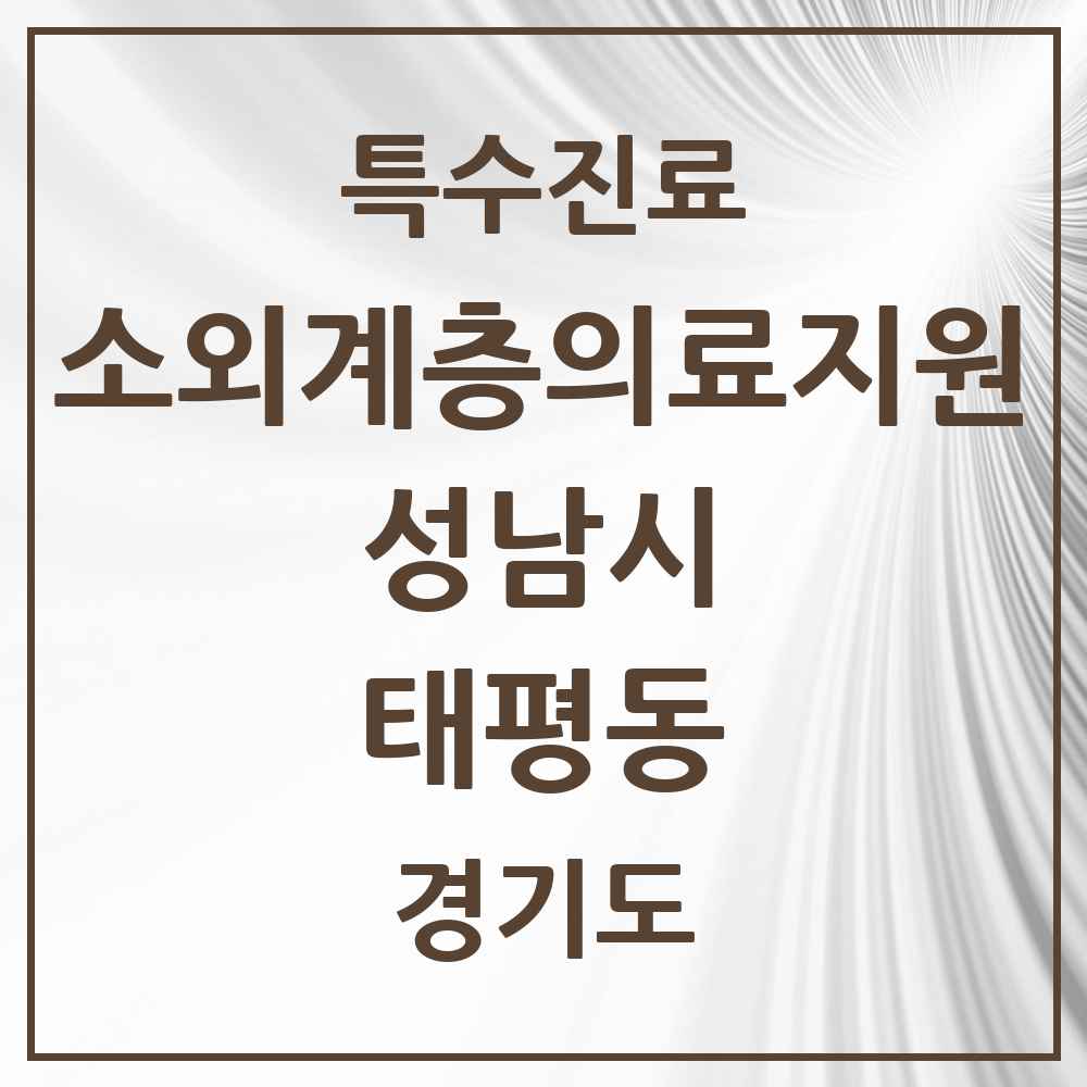 2025 경기도 성남시 태평동 소외계층 의료서비스지원 사업기관 의원·병원 목록 1곳