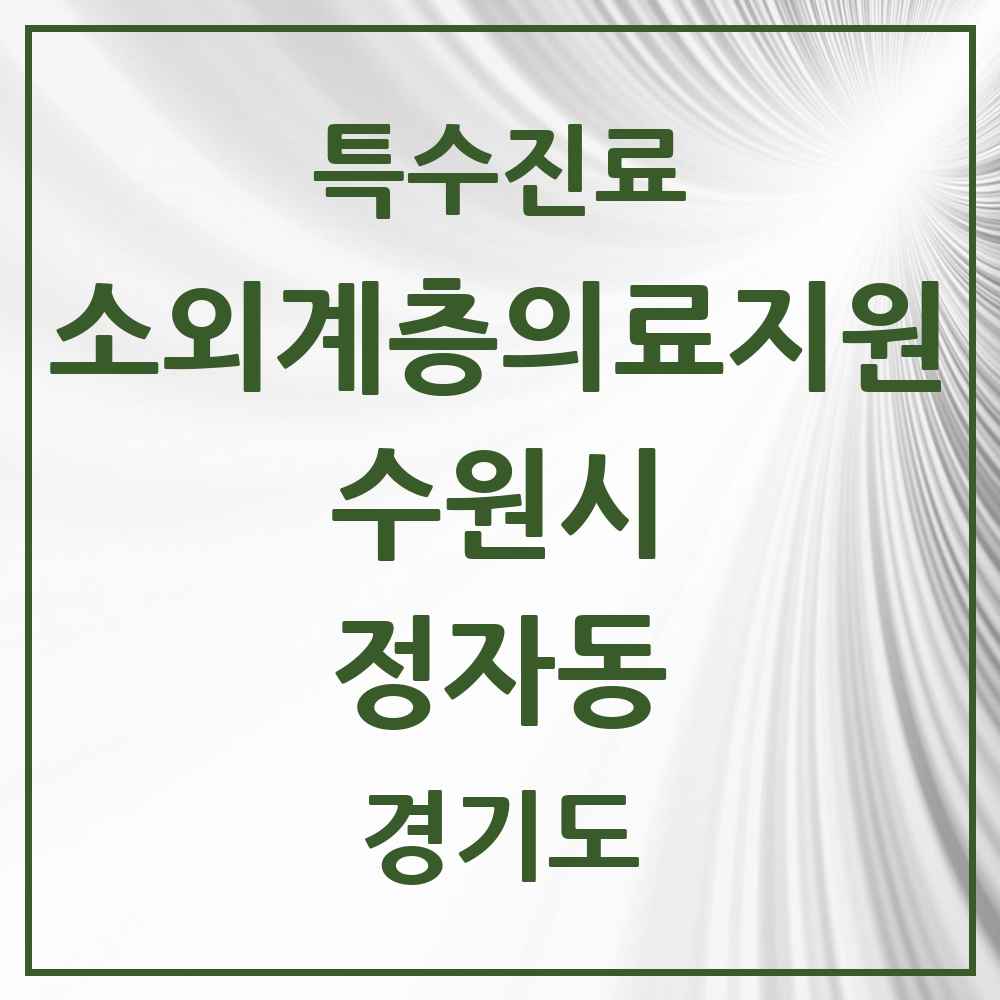 2025 경기도 수원시 정자동 소외계층 의료서비스지원 사업기관 의원·병원 목록 1곳