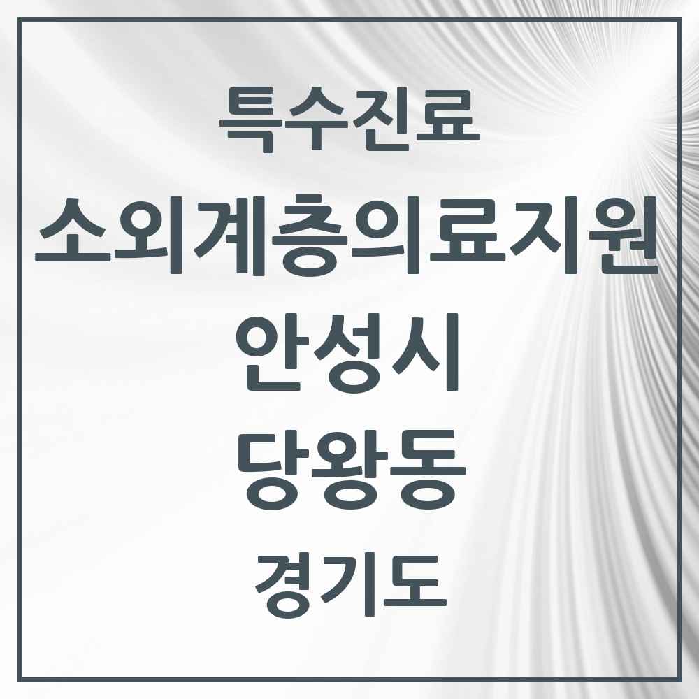 2025 경기도 안성시 당왕동 소외계층 의료서비스지원 사업기관 의원·병원 목록 1곳
