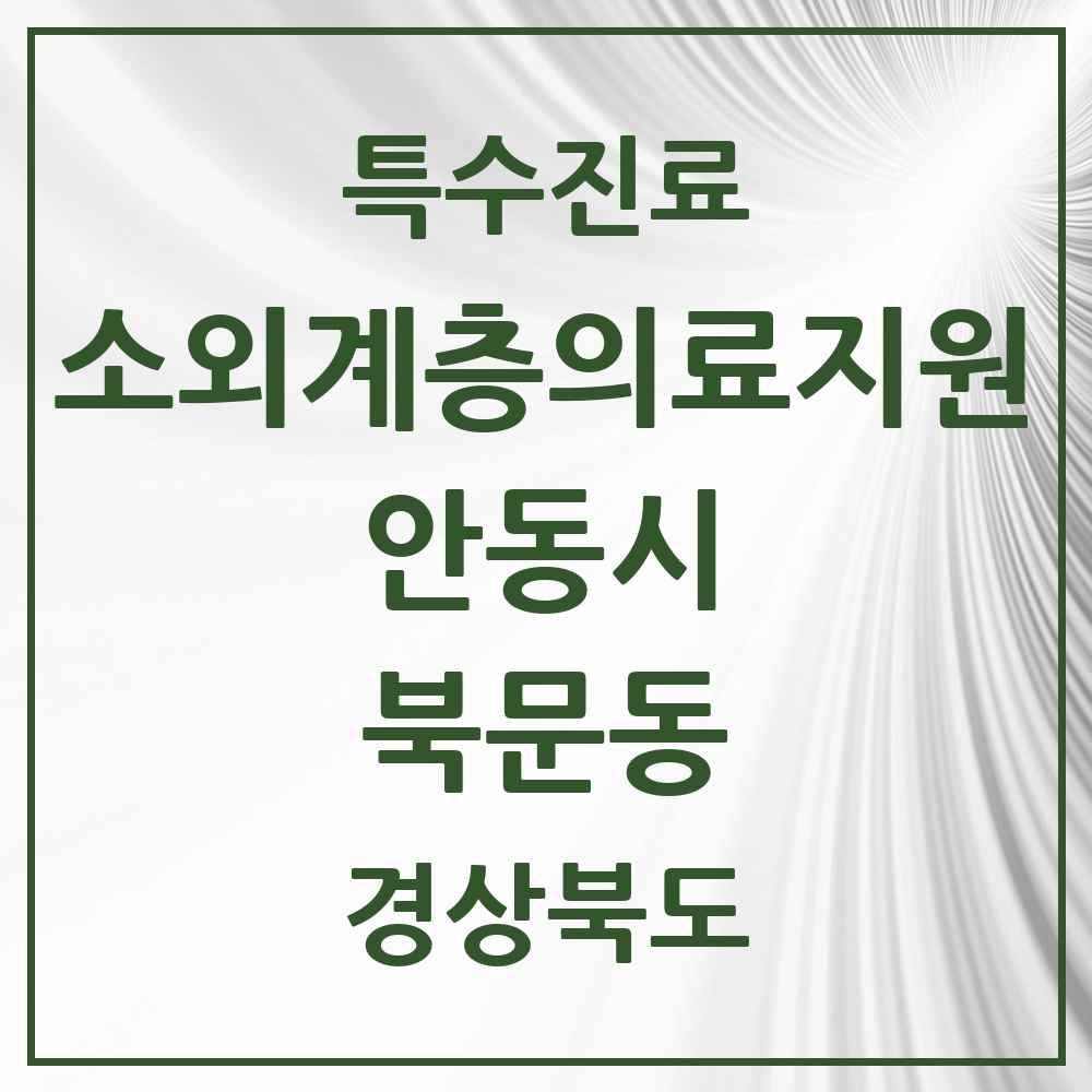2025 경상북도 안동시 북문동 소외계층 의료서비스지원 사업기관 의원·병원 목록 1곳