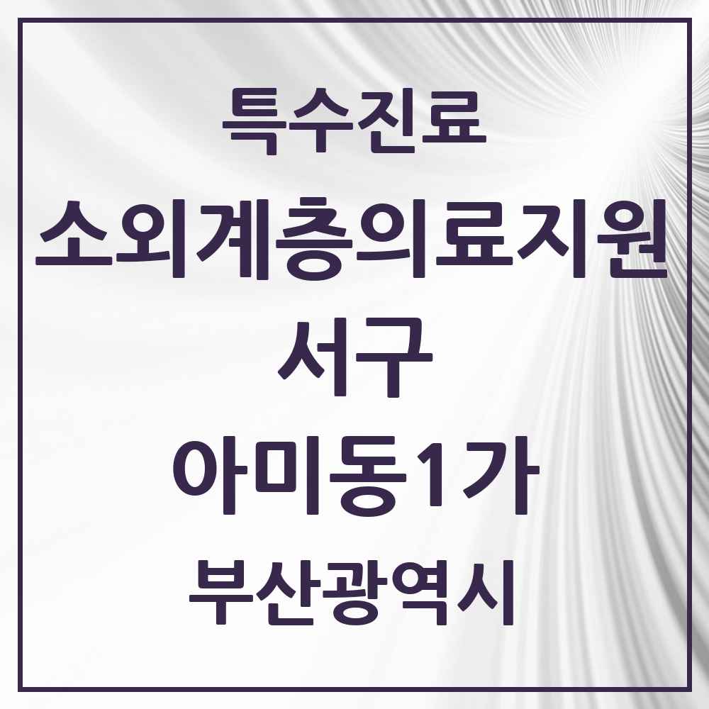 2025 부산광역시 서구 아미동1가 소외계층 의료서비스지원 사업기관 의원·병원 목록 1곳