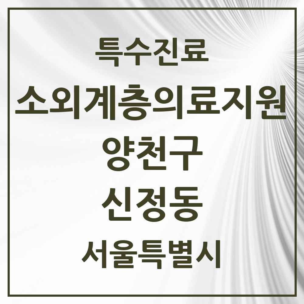 2025 서울특별시 양천구 신정동 소외계층 의료서비스지원 사업기관 의원·병원 목록 1곳
