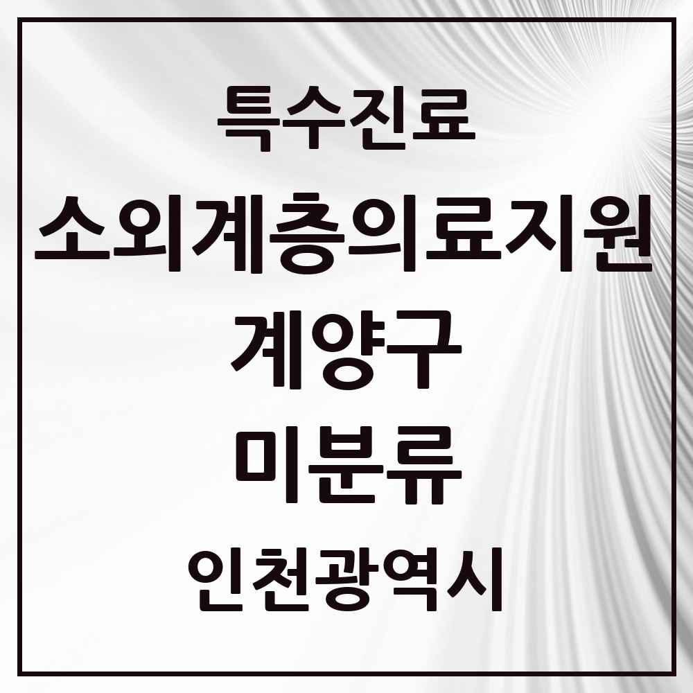 2025 인천광역시 계양구 미분류 소외계층 의료서비스지원 사업기관 의원·병원 목록 1곳