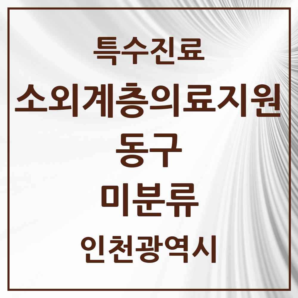2025 인천광역시 동구 미분류 소외계층 의료서비스지원 사업기관 의원·병원 목록 1곳