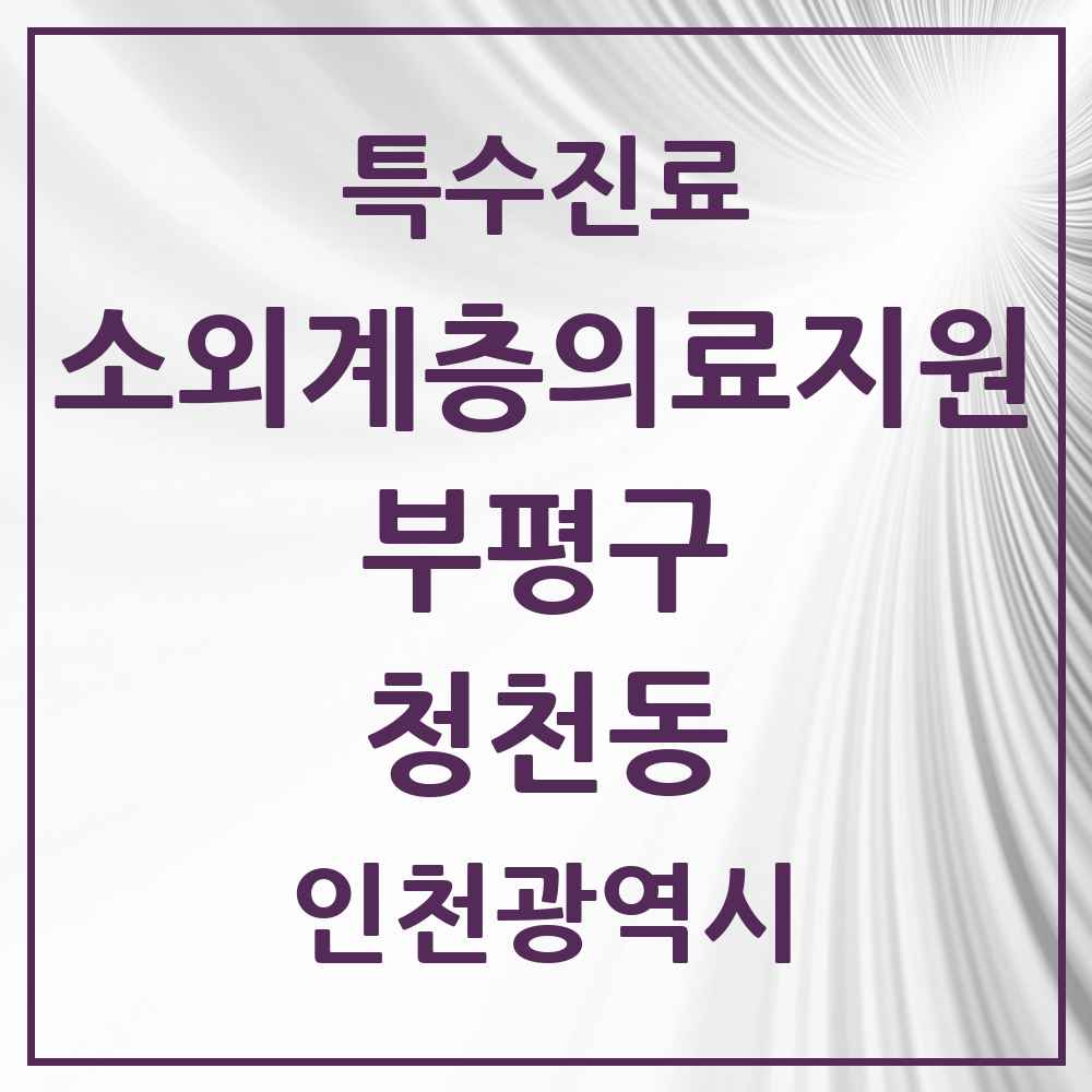 2025 인천광역시 부평구 청천동 소외계층 의료서비스지원 사업기관 의원·병원 목록 1곳