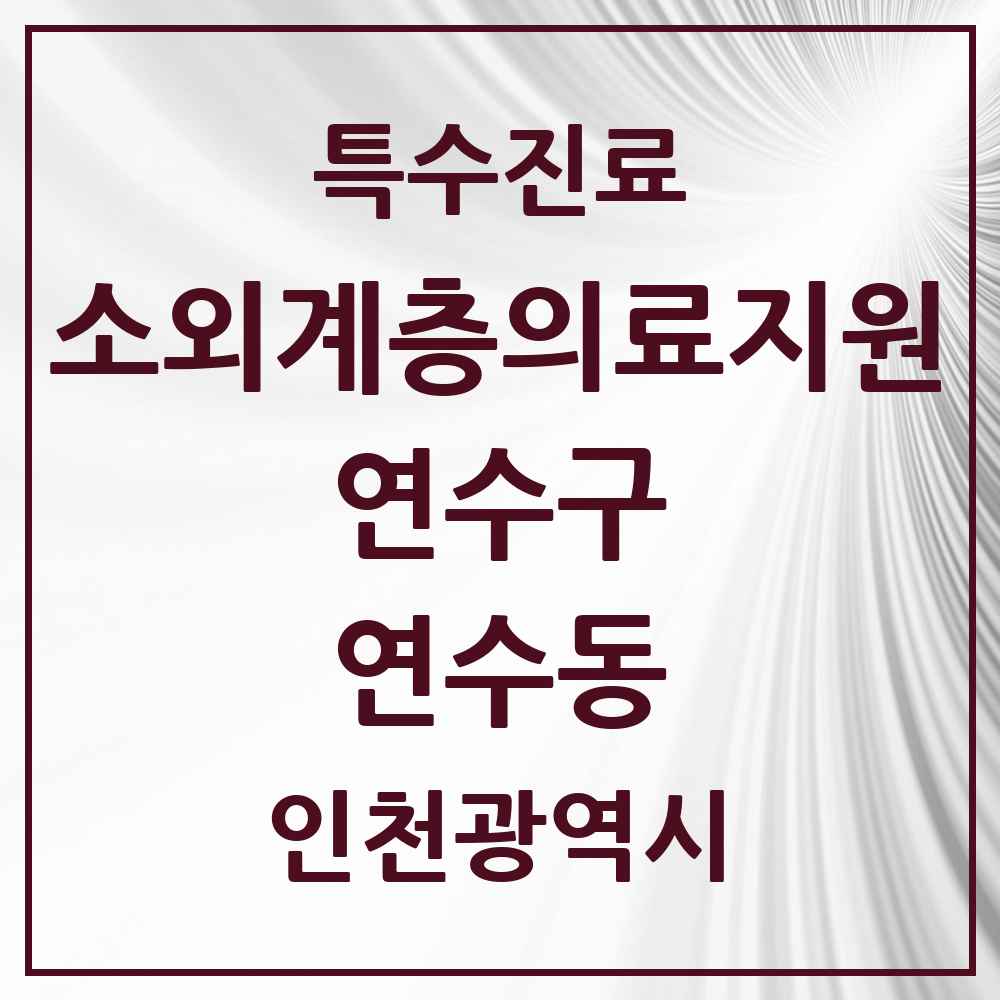 2025 인천광역시 연수구 연수동 소외계층 의료서비스지원 사업기관 의원·병원 목록 1곳