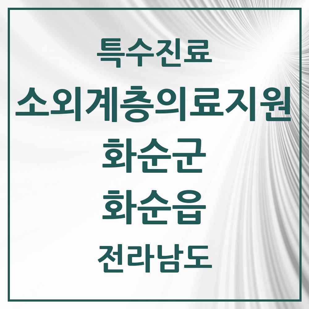 2025 전라남도 화순군 화순읍 소외계층 의료서비스지원 사업기관 의원·병원 목록 1곳