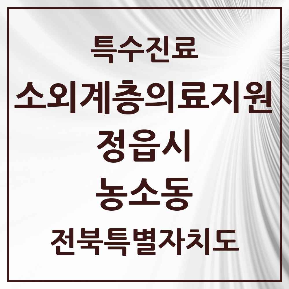2025 전북특별자치도 정읍시 농소동 소외계층 의료서비스지원 사업기관 의원·병원 목록 1곳