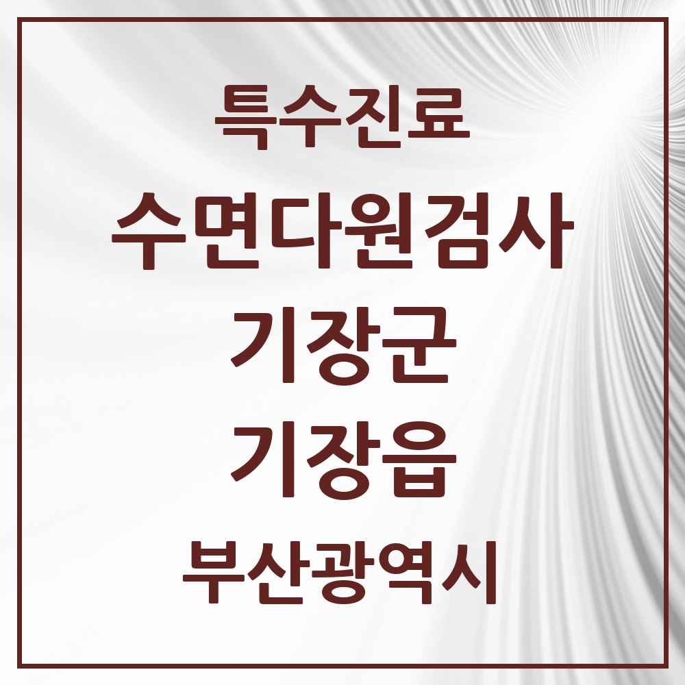 2025 부산광역시 기장군 기장읍 수면다원검사 실시기관 의원·병원 목록 1곳