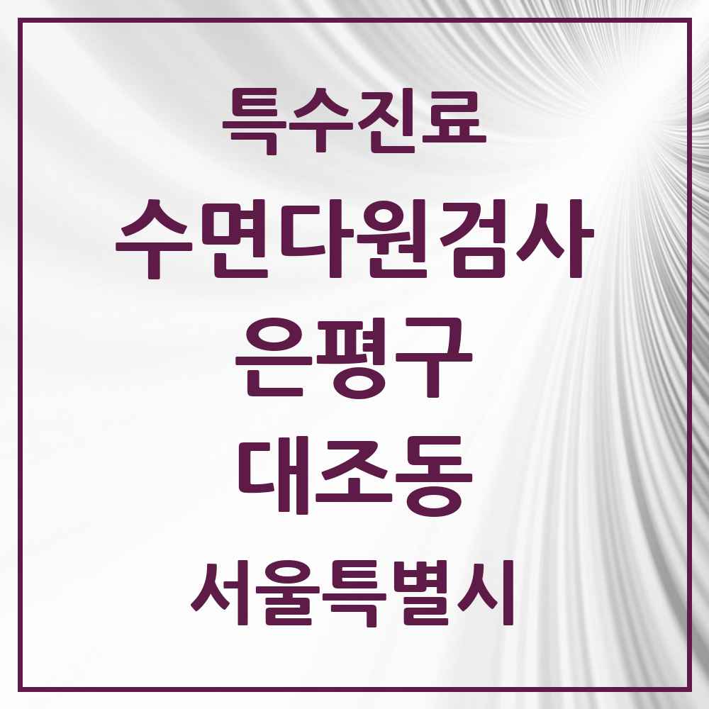 2025 서울특별시 은평구 대조동 수면다원검사 실시기관 의원·병원 목록 2곳